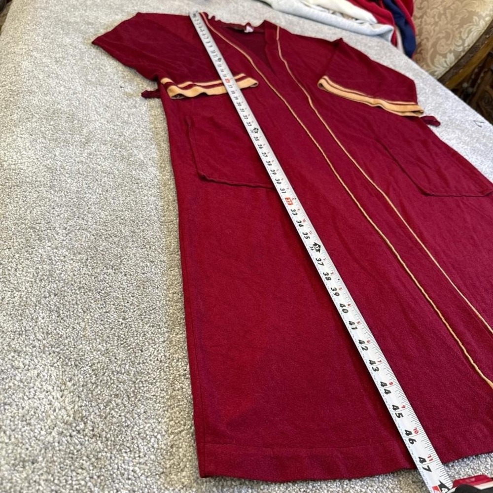Sears Vintage 1970s Red Gold Robe USA Made Chest 36–48 Classic Retro Loungewear - Picture 4 of 8